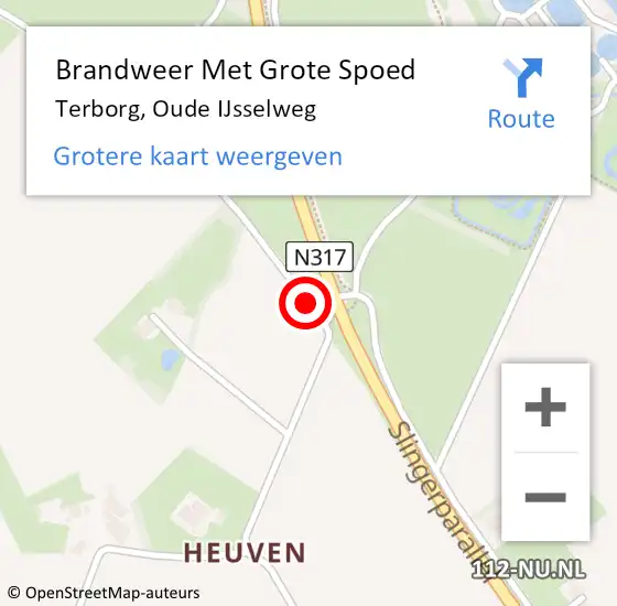 Locatie op kaart van de 112 melding: Brandweer Met Grote Spoed Naar Terborg, Oude IJsselweg op 18 april 2016 08:12