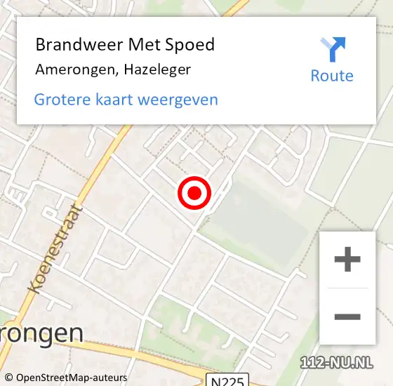 Locatie op kaart van de 112 melding: Brandweer Met Spoed Naar Amerongen, Hazeleger op 18 april 2016 08:23