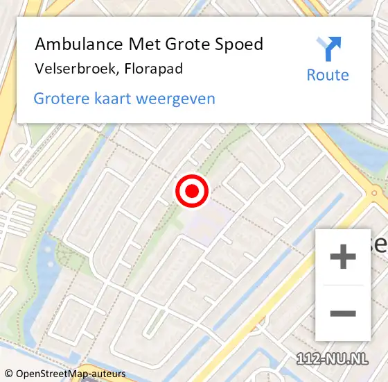 Locatie op kaart van de 112 melding: Ambulance Met Grote Spoed Naar Velserbroek, Florapad op 18 april 2016 08:43