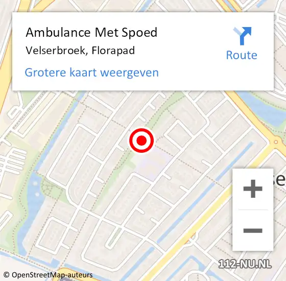 Locatie op kaart van de 112 melding: Ambulance Met Spoed Naar Velserbroek, Florapad op 18 april 2016 09:00