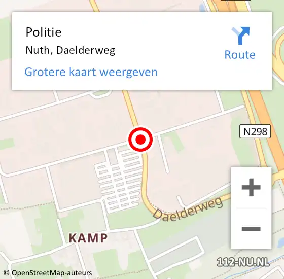 Locatie op kaart van de 112 melding: Politie Nuth, Daelderweg op 18 april 2016 09:12