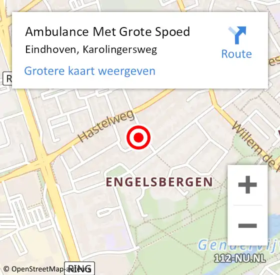 Locatie op kaart van de 112 melding: Ambulance Met Grote Spoed Naar Eindhoven, Karolingersweg op 18 april 2016 09:25