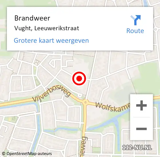 Locatie op kaart van de 112 melding: Brandweer Vught, Leeuwerikstraat op 18 april 2016 09:45