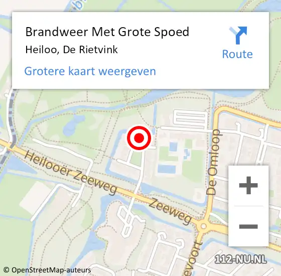 Locatie op kaart van de 112 melding: Brandweer Met Grote Spoed Naar Heiloo, De Rietvink op 18 april 2016 09:58