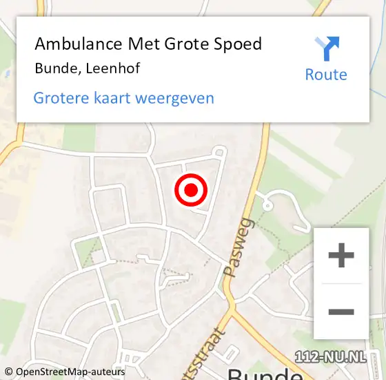 Locatie op kaart van de 112 melding: Ambulance Met Grote Spoed Naar Bunde, Leenhof op 12 december 2013 10:08