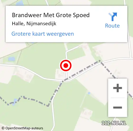 Locatie op kaart van de 112 melding: Brandweer Met Grote Spoed Naar Halle, Nijmansedijk op 18 april 2016 11:48