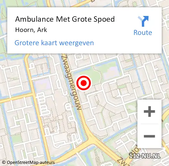 Locatie op kaart van de 112 melding: Ambulance Met Grote Spoed Naar Hoorn, Ark op 18 april 2016 12:13