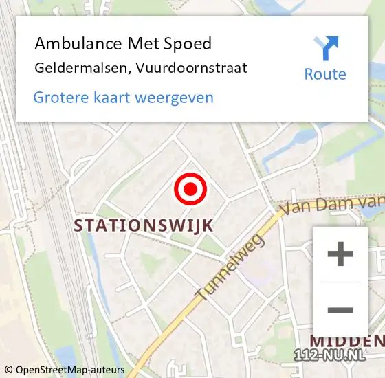 Locatie op kaart van de 112 melding: Ambulance Met Spoed Naar Geldermalsen, Vuurdoornstraat op 18 april 2016 12:25