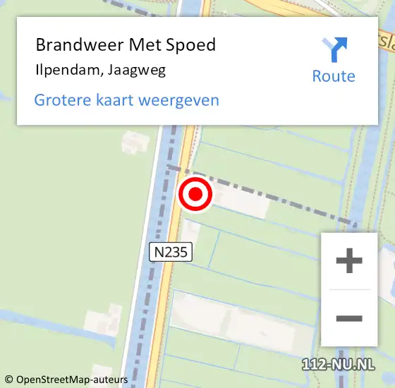 Locatie op kaart van de 112 melding: Brandweer Met Spoed Naar Ilpendam, Jaagweg op 18 april 2016 12:52