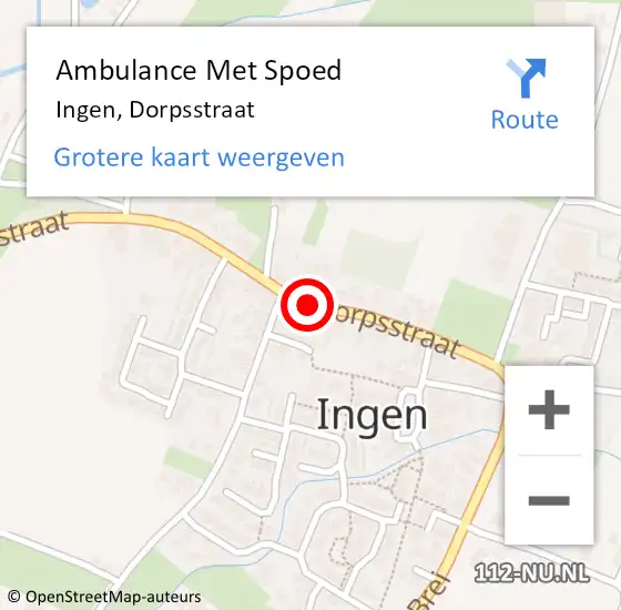 Locatie op kaart van de 112 melding: Ambulance Met Spoed Naar Ingen, Dorpsstraat op 12 december 2013 10:19