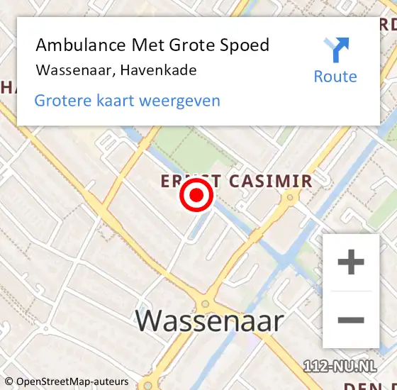 Locatie op kaart van de 112 melding: Ambulance Met Grote Spoed Naar Wassenaar, Havenkade op 12 december 2013 10:20