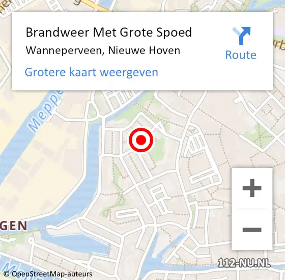 Locatie op kaart van de 112 melding: Brandweer Met Grote Spoed Naar Wanneperveen, Nieuwe Hoven op 18 april 2016 13:28