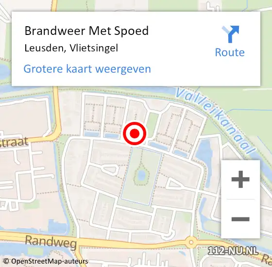 Locatie op kaart van de 112 melding: Brandweer Met Spoed Naar Leusden, Vlietsingel op 18 april 2016 15:08