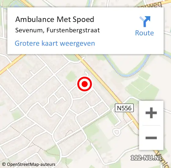 Locatie op kaart van de 112 melding: Ambulance Met Spoed Naar Sevenum, Furstenbergstraat op 18 april 2016 15:19