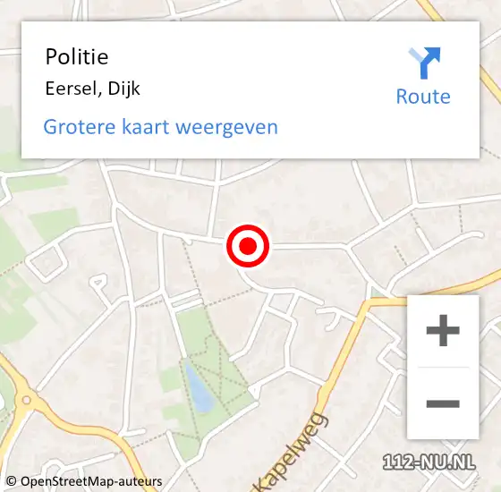 Locatie op kaart van de 112 melding: Politie Eersel, Dijk op 18 april 2016 15:51