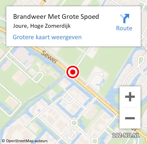 Locatie op kaart van de 112 melding: Brandweer Met Grote Spoed Naar Joure, Hoge Zomerdijk op 18 april 2016 16:38