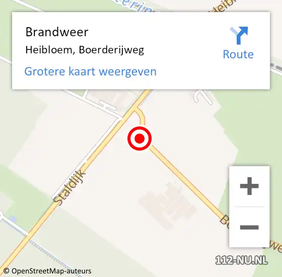 Locatie op kaart van de 112 melding: Brandweer Heibloem, Boerderijweg op 18 april 2016 16:43