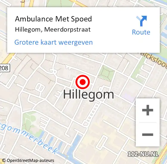 Locatie op kaart van de 112 melding: Ambulance Met Spoed Naar Hillegom, Meerdorpstraat op 18 april 2016 16:54