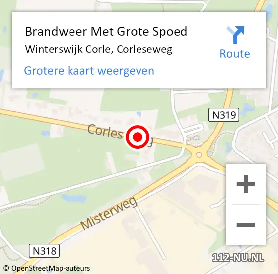 Locatie op kaart van de 112 melding: Brandweer Met Grote Spoed Naar Winterswijk Corle, Corleseweg op 18 april 2016 16:59
