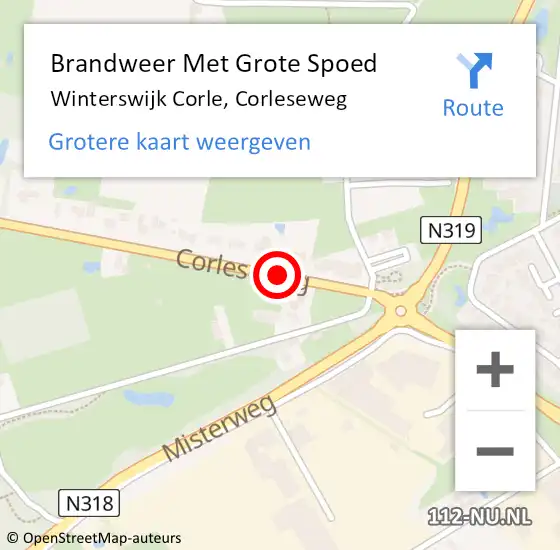 Locatie op kaart van de 112 melding: Brandweer Met Grote Spoed Naar Winterswijk Corle, Corleseweg op 18 april 2016 17:03