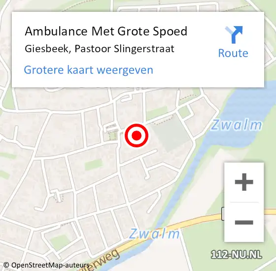 Locatie op kaart van de 112 melding: Ambulance Met Grote Spoed Naar Giesbeek, Pastoor Slingerstraat op 18 april 2016 18:04