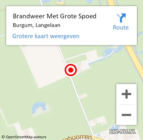 Locatie op kaart van de 112 melding: Brandweer Met Grote Spoed Naar Burgum, Langelaan op 18 april 2016 19:46