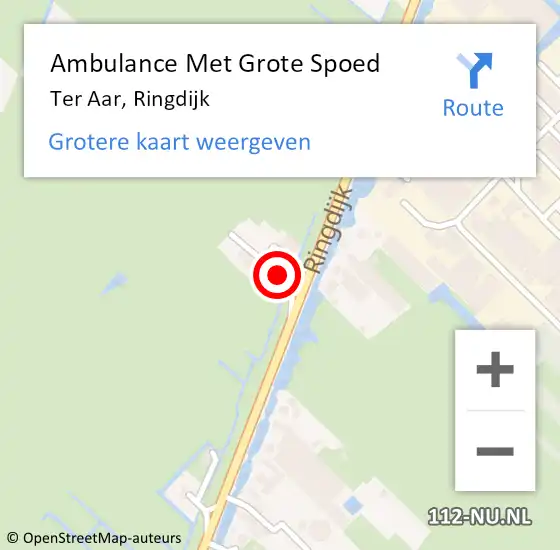 Locatie op kaart van de 112 melding: Ambulance Met Grote Spoed Naar Ter Aar, Ringdijk op 18 april 2016 20:08