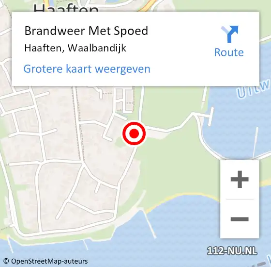 Locatie op kaart van de 112 melding: Brandweer Met Spoed Naar Haaften, Waalbandijk op 18 april 2016 20:25