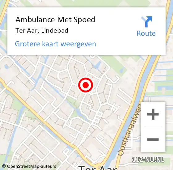 Locatie op kaart van de 112 melding: Ambulance Met Spoed Naar Ter Aar, Lindepad op 18 april 2016 20:31