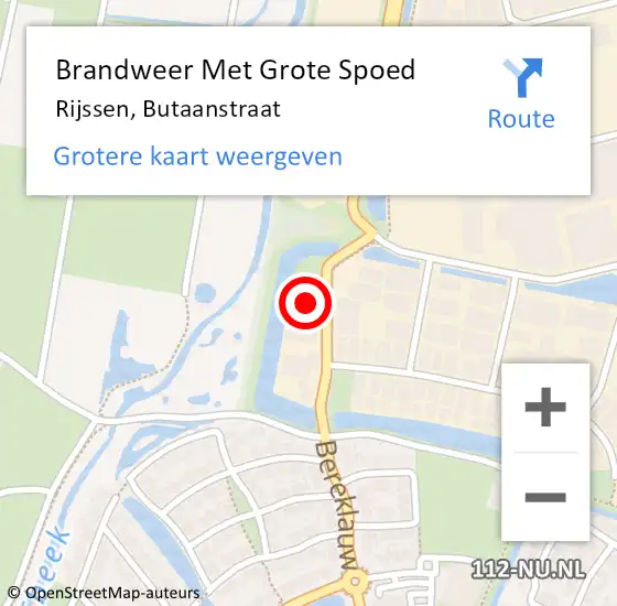 Locatie op kaart van de 112 melding: Brandweer Met Grote Spoed Naar Rijssen, Butaanstraat op 18 april 2016 21:39