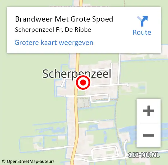 Locatie op kaart van de 112 melding: Brandweer Met Grote Spoed Naar Scherpenzeel Fr, De Ribbe op 18 april 2016 22:37