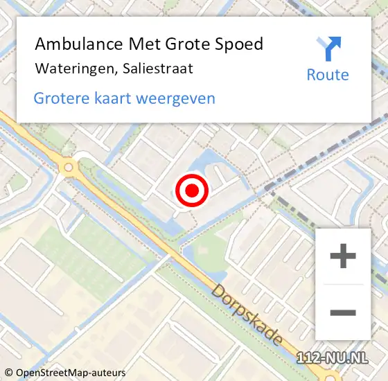 Locatie op kaart van de 112 melding: Ambulance Met Grote Spoed Naar Wateringen, Saliestraat op 18 april 2016 22:46