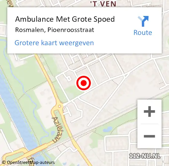 Locatie op kaart van de 112 melding: Ambulance Met Grote Spoed Naar Rosmalen, Pioenroosstraat op 18 april 2016 23:49