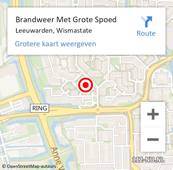 Locatie op kaart van de 112 melding: Brandweer Met Grote Spoed Naar Leeuwarden, Wismastate op 19 april 2016 01:33