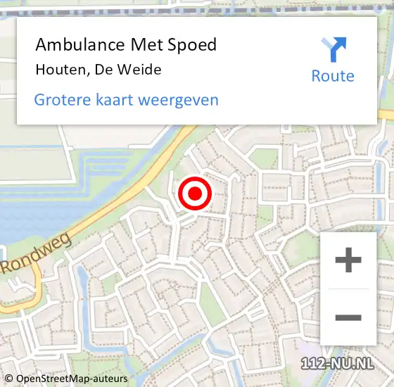 Locatie op kaart van de 112 melding: Ambulance Met Spoed Naar Houten, De Weide op 19 april 2016 01:38