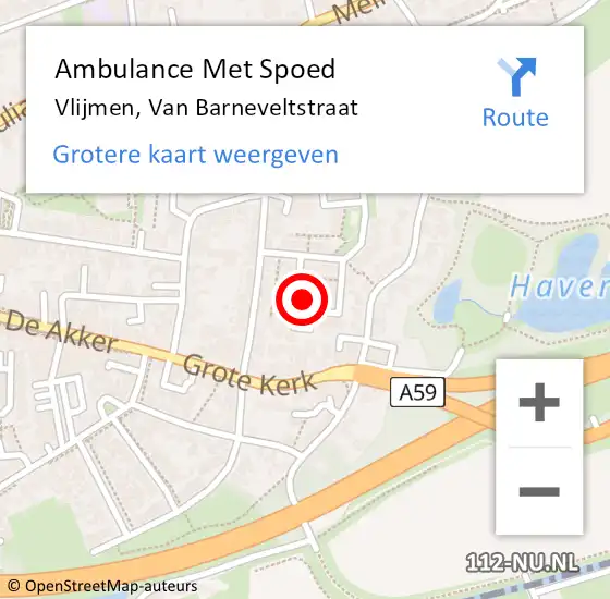 Locatie op kaart van de 112 melding: Ambulance Met Spoed Naar Vlijmen, Van Barneveltstraat op 19 april 2016 05:13