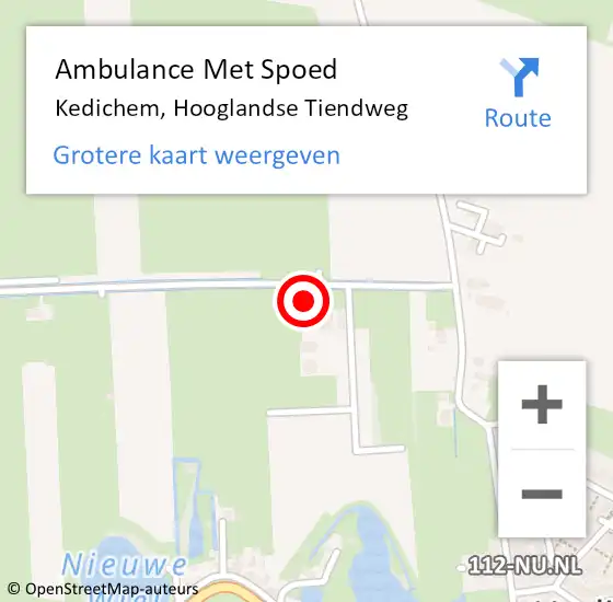 Locatie op kaart van de 112 melding: Ambulance Met Spoed Naar Kedichem, Hooglandse Tiendweg op 19 april 2016 06:13