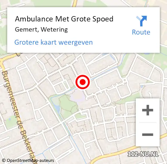 Locatie op kaart van de 112 melding: Ambulance Met Grote Spoed Naar Gemert, Wetering op 19 april 2016 07:14