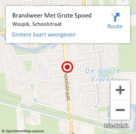 Locatie op kaart van de 112 melding: Brandweer Met Grote Spoed Naar Waspik, Schoolstraat op 19 april 2016 07:26