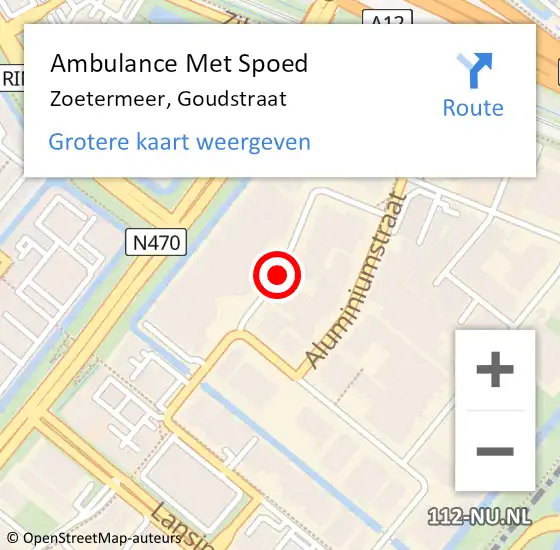 Locatie op kaart van de 112 melding: Ambulance Met Spoed Naar Zoetermeer, Goudstraat op 19 april 2016 08:29