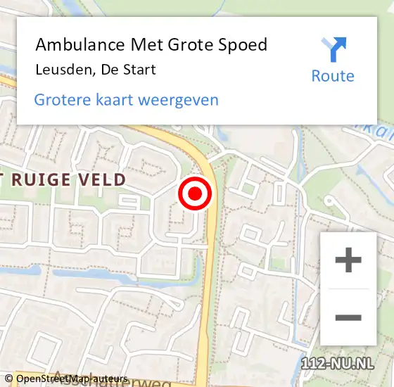 Locatie op kaart van de 112 melding: Ambulance Met Grote Spoed Naar Leusden, De Start op 19 april 2016 09:48