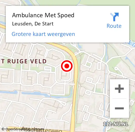 Locatie op kaart van de 112 melding: Ambulance Met Spoed Naar Leusden, De Start op 19 april 2016 10:02