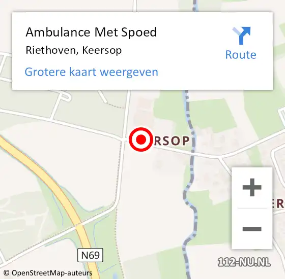 Locatie op kaart van de 112 melding: Ambulance Met Spoed Naar Riethoven, Keersop op 19 april 2016 10:29