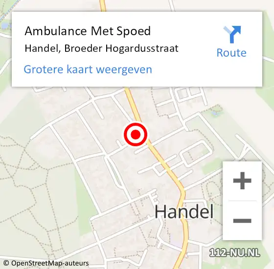 Locatie op kaart van de 112 melding: Ambulance Met Spoed Naar Handel, Broeder Hogardusstraat op 19 april 2016 10:38