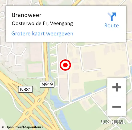 Locatie op kaart van de 112 melding: Brandweer Oosterwolde Fr, Veengang op 12 december 2013 11:40