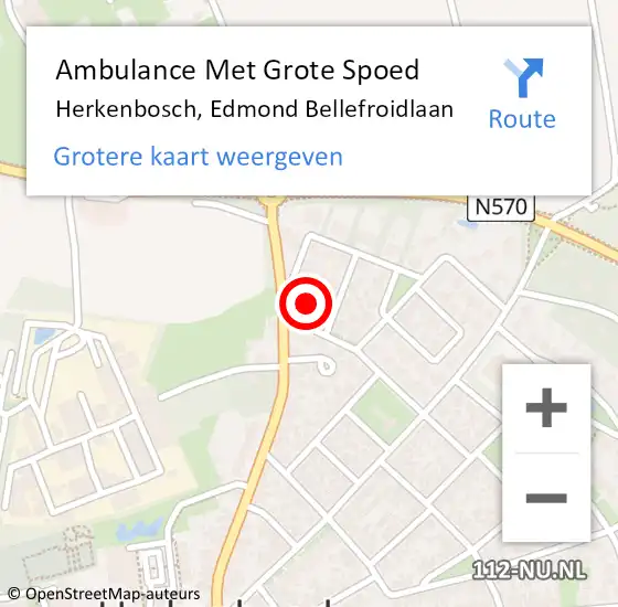 Locatie op kaart van de 112 melding: Ambulance Met Grote Spoed Naar Herkenbosch, Edmond Bellefroidlaan op 19 april 2016 11:54