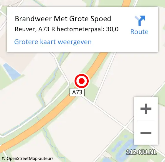 Locatie op kaart van de 112 melding: Brandweer Met Grote Spoed Naar Reuver, A73 L hectometerpaal: 31,0 op 19 april 2016 12:21