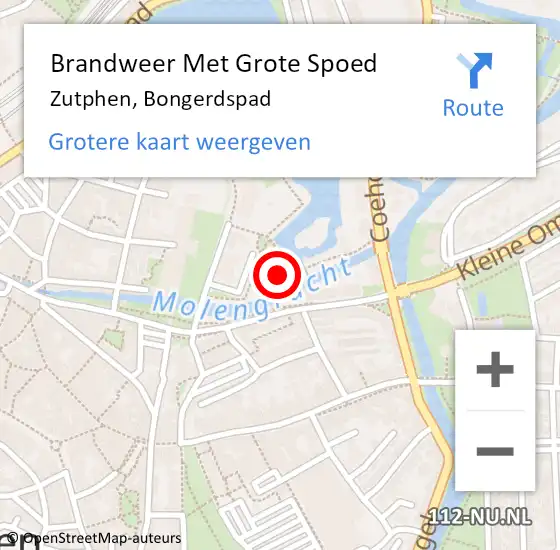 Locatie op kaart van de 112 melding: Brandweer Met Grote Spoed Naar Zutphen, Bongerdspad op 19 april 2016 12:27