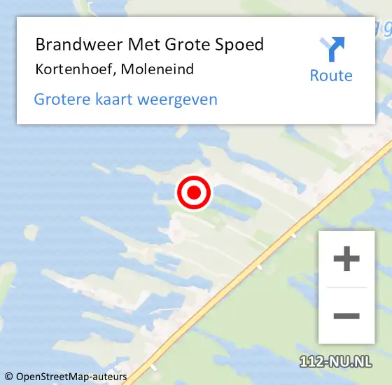 Locatie op kaart van de 112 melding: Brandweer Met Grote Spoed Naar Kortenhoef, Moleneind op 19 april 2016 12:50