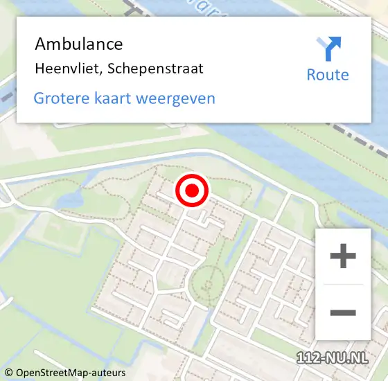 Locatie op kaart van de 112 melding: Ambulance Heenvliet, Schepenstraat op 19 april 2016 13:30